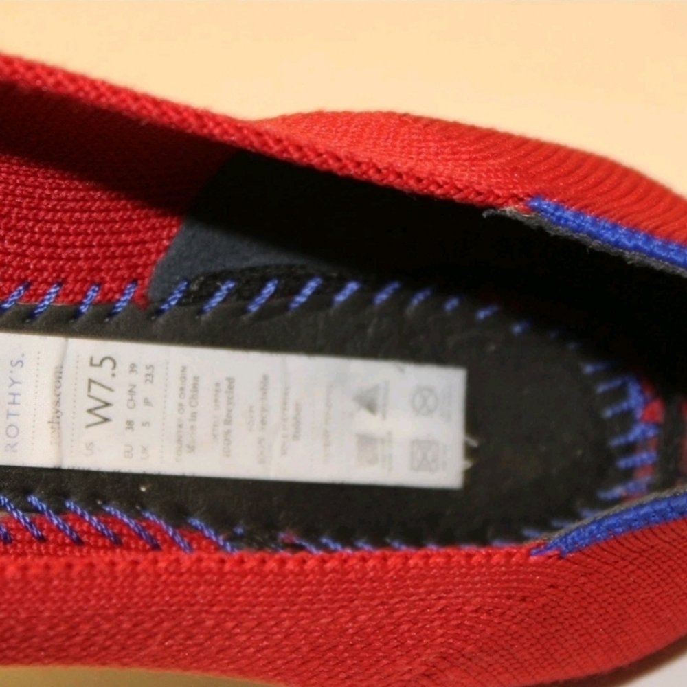 Rothy's Bright Red Textile Ballet Flat Women Size 7.5 38 The Point Comfort Shoes - Picture 11 of 14